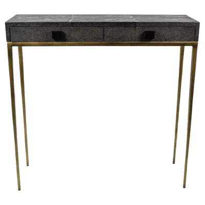 Pre-owned Ginger Brown Console Table '2 Drawers' In Black Shagreen By