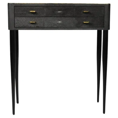 Pre-owned Ginger Brown Console Table '2 Drawers' In Shagreen And Stone By