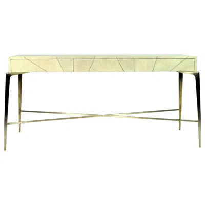 Pre-owned Ginger Brown Console Table Hydra '3 Drawers' In Shagreen And Brass By
