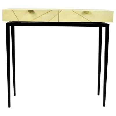 Pre-owned Ginger Brown Console Table Radius '2 Drawers' In Genuine Shagreen And Brass By