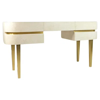 Pre-owned Ginger Brown Dressing Table In White Rock Crystal And Brass By