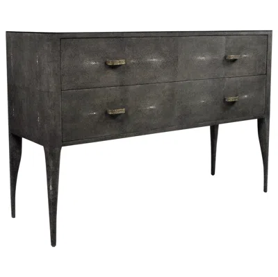 Pre-owned Ginger Brown Grey Shagreen Chest Of Drawers With Black Stone Marquetry By  In Gray