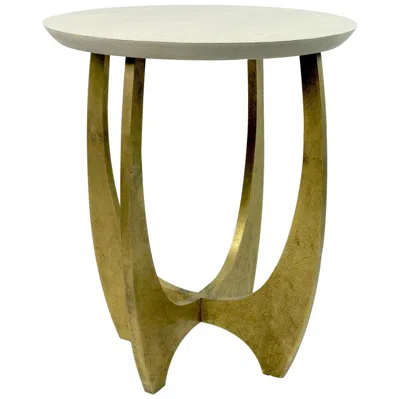 Pre-owned Ginger Brown Gueridon Table In Shagreen And Textured Brass By