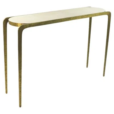 Pre-owned Ginger Brown Hammered Brass And Shagreen Console By
