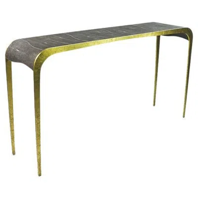 Pre-owned Ginger Brown Hammered Brass Console With Waterfall Design By