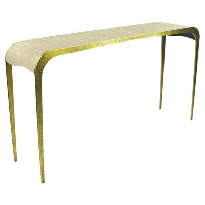 Pre-owned Ginger Brown Hammered Brass Console With Waterfall Design By