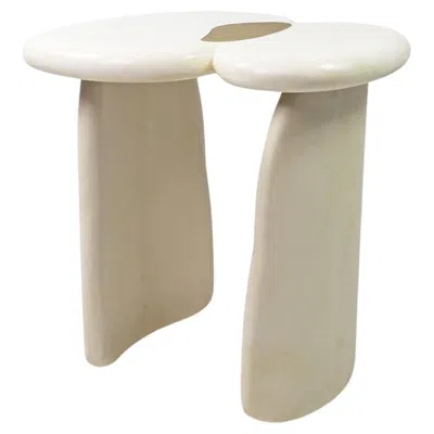 Pre-owned Ginger Brown Organic Side Table In White Rock Crystal And Textured Brass By