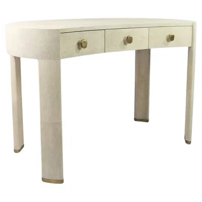 Pre-owned Ginger Brown Oval Desk In Natural Shagreen And Brass By