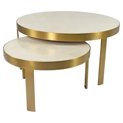 Pre-owned Ginger Brown Set Of 2 Circular Coffee Tables In Rock Crystal And Brass By