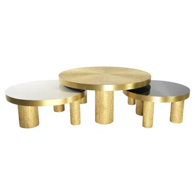 Pre-owned Ginger Brown Set Of 3 Modern Round Coffee Tables By , Brass, France