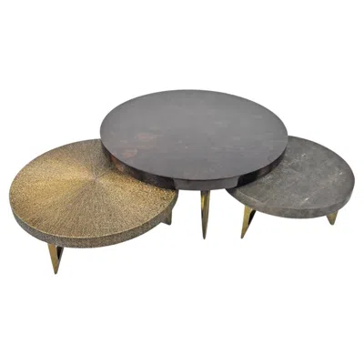 Pre-owned Ginger Brown Set Of 3 Round Coffee Tables By