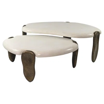 Pre-owned Ginger Brown Set Of Organic Coffee Tables In Rock Crystal And Bronze Finish By