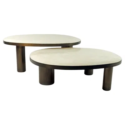 Pre-owned Ginger Brown Set Of Organic Coffee Tables In Rock Crystal And Bronzed Finish By