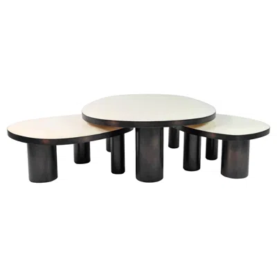 Pre-owned Ginger Brown Set Of Organic Coffee Tables In Rock Crystal And Bronzed Finish By