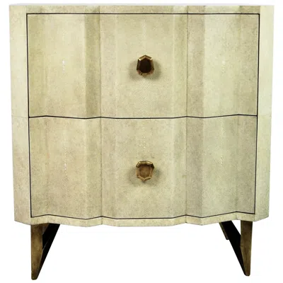 Pre-owned Ginger Brown Shagreen Night Stand Table Accordeon By