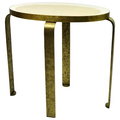 Pre-owned Ginger Brown Side Table Eliptus In Shagreen And Textured Brass By