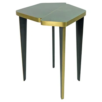 Pre-owned Ginger Brown Side Table In Green Marquetry And Brass By