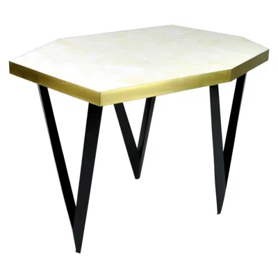 Pre-owned Ginger Brown Side Table Polygone In Rock Crystal Marquetry By