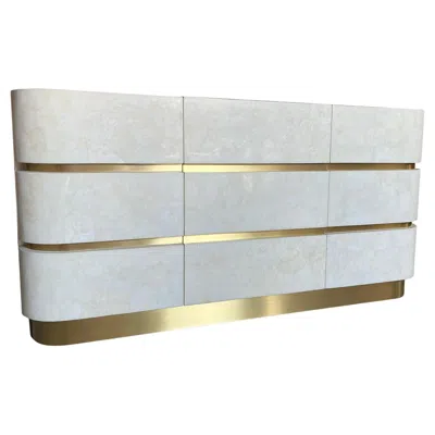 Pre-owned Ginger Brown Sideboard In White Rock Crystal And Brass By