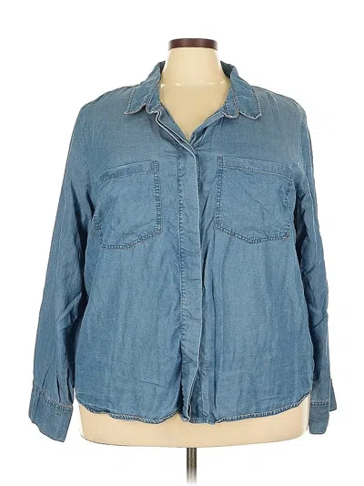 Pre-owned Ginger By Stella + Ginger Long Sleeve Button Down Shirt In Blue