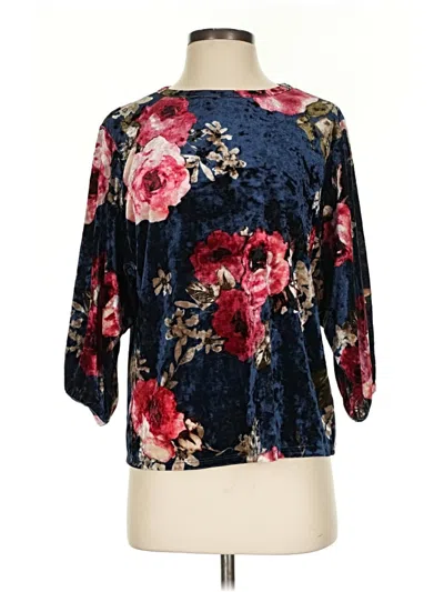 Pre-owned Ginger G 3/4 Sleeve Blouse In Blue