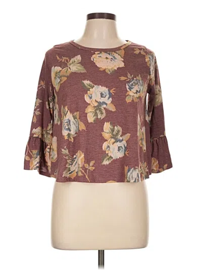 Pre-owned Ginger G 3/4 Sleeve Top Brown Boatneck Tops