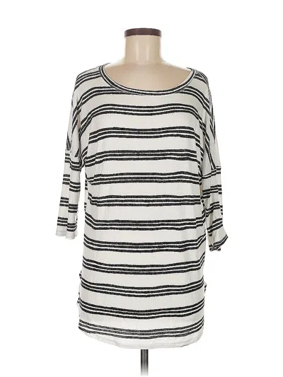 Pre-owned Ginger G 3/4 Sleeve Top Silver Boatneck Tops