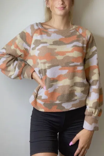 Ginger G Camo Long Sleeve Top In Rust Camo In Multi
