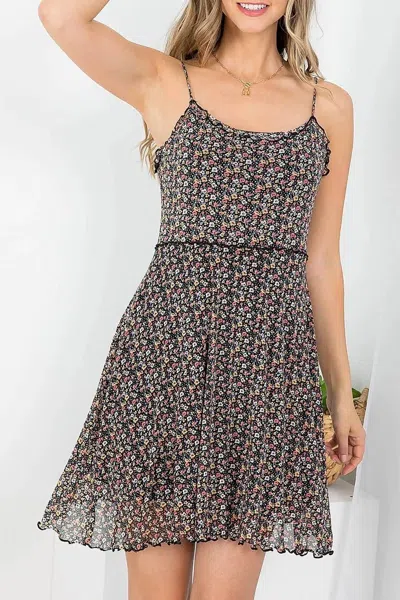 Ginger G Floral Tank Dress In Black In Multi