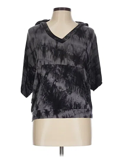 Pre-owned Ginger G Short Sleeve Top Black Tie-dye Pattern V-neck Tops