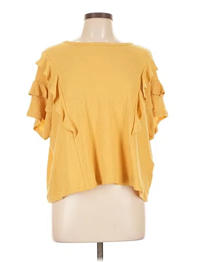 Pre-owned Ginger G Short Sleeve Top Yellow Ruffles Neckline Tops