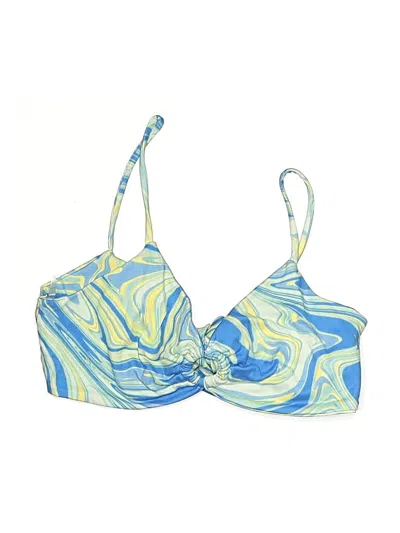 Pre-owned Ginger G Swimsuit Top Blue Print Pattern Swimwear