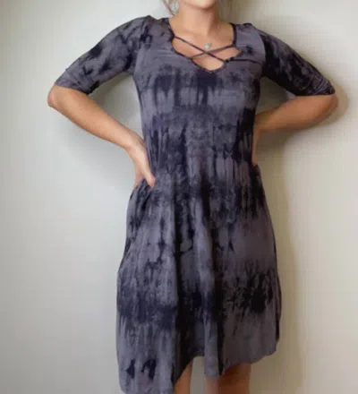 Ginger G Tie Dye Tunic In Charcoal And Black Tie Dye In Grey