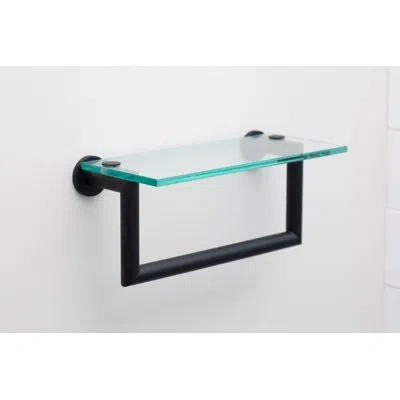 Ginger Kubic Shelf With Towel Bar In Matte Black