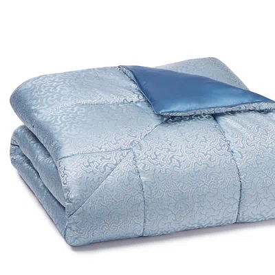 Gingerlily Coral Fern Eiderdown Coverlet, Queen In Blue
