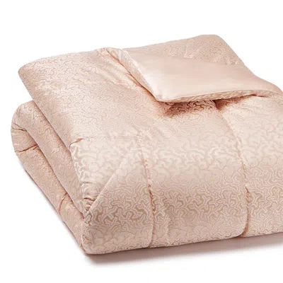 Gingerlily Coral Fern Eiderdown Coverlet, Queen In Pink