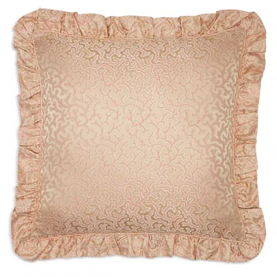 Gingerlily Coral Fern Square Decorative Pillow In Pink