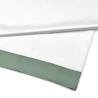 Gingerlily Ebury Silk Flat Sheet, Queen In White/green