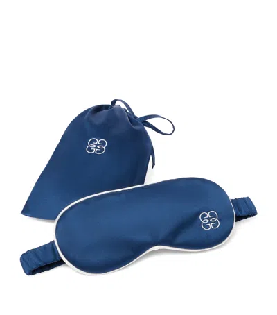 Gingerlily Mulberry Silk Eye Mask And Storage Pouch In Navy
