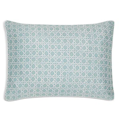 Gingerlily Silk Rattan Piped Boudoir Sham In Blue/ivory