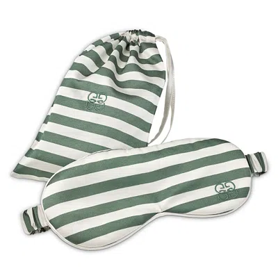 Gingerlily Striped Silk Eye Mask With Pouch In Green