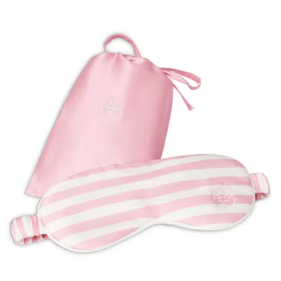 Gingerlily Striped Silk Eye Mask With Pouch In Pink