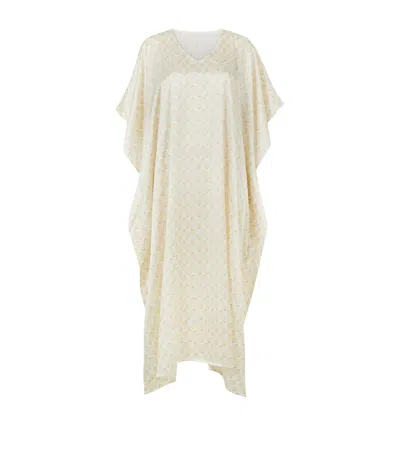 Gingerlily X Memo Press Mulberry Silk Seashells Kaftan Robe In Neutral