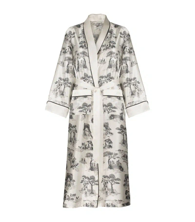 Gingerlily X Sheila Bridges Harlem Toile Print Dressing Gown (large) In Ivory