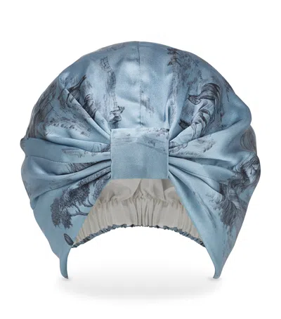 Gingerlily X Sheila Bridges Mulberry Silk Harlem Toile Hair Wrap In Blue