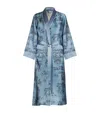 Gingerlily X Sheila Bridges Harlem Toile Silk Robe In Blue
