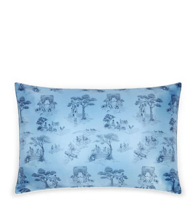 Gingerlily X Sheila Bridges Silk Harlem Toile Pillowcase (50cm X 75cm) In Blue