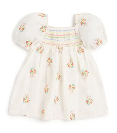 Gingersnaps Kids' Cotton Embroidered Floral Dress In White