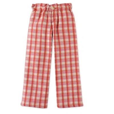 Gingersnaps Girls Plaid Wide Leg Pants In Coral In Pink