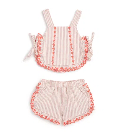 Gingersnaps Kids' Stretch-cotton Juria Top And Shorts Set In Pink